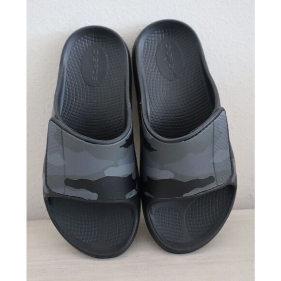 Oofos 1553 Unisex Men's Sz 11 Women's 13 Black Camo Ooahh Sport Flex Slides - Picture 9 of 10
